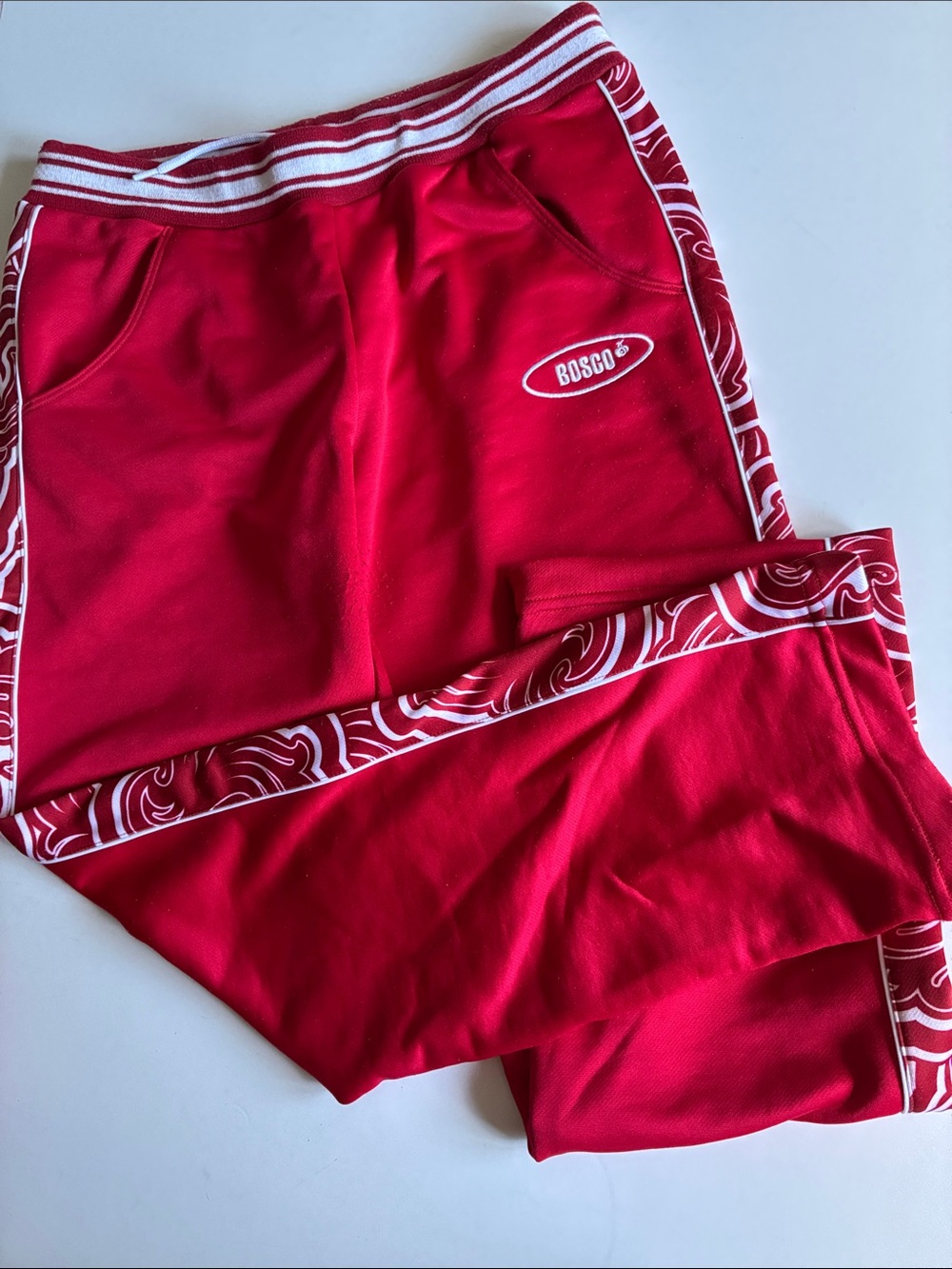 Bosco Red Track Pants with White Trim